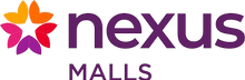 Nexus Malls logo with colorful flower-like design on a white background