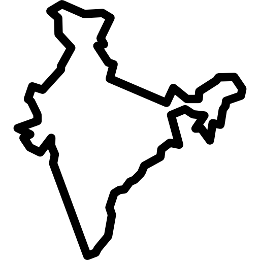Outline of a map of India on a white background