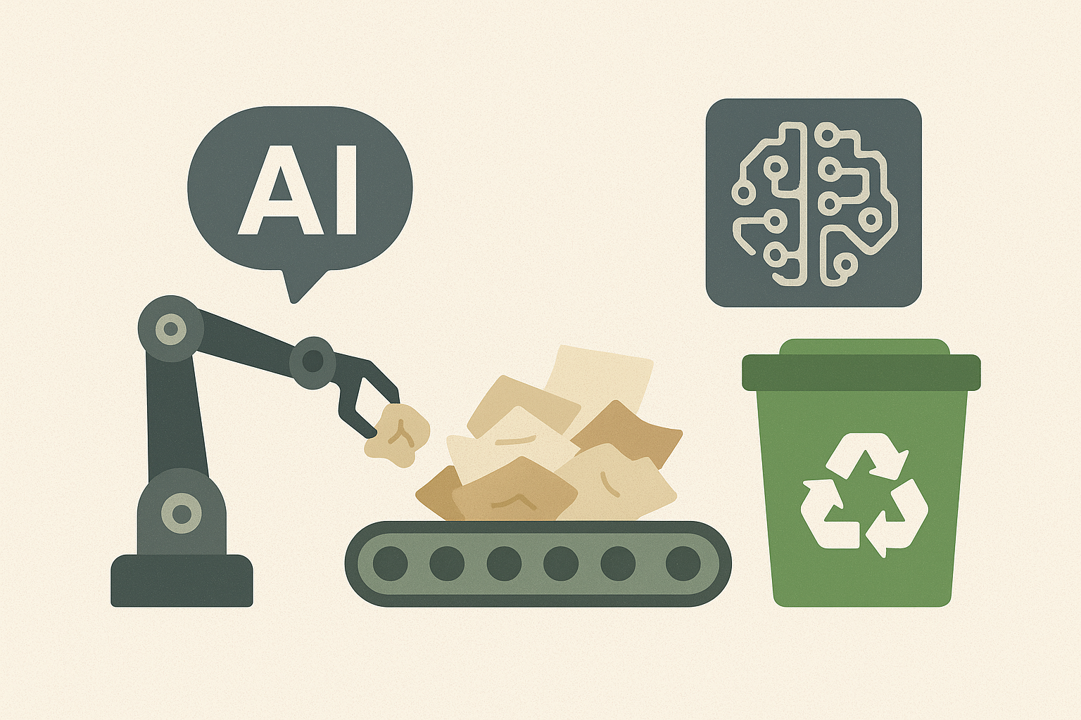AI-powered automated sorting technology used in waste paper recycling