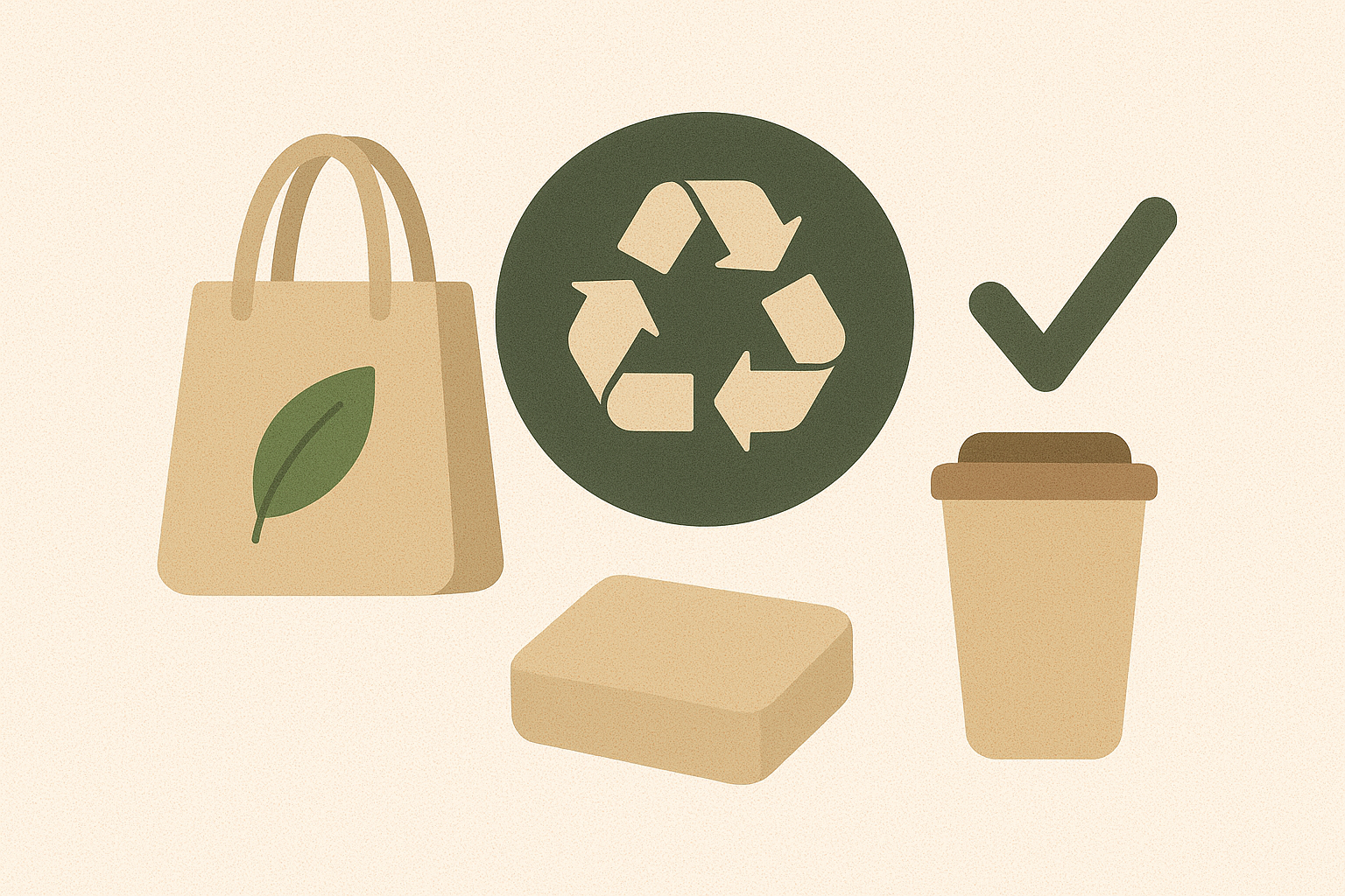 Eco-friendly lifestyle products promoting sustainable green living habits
