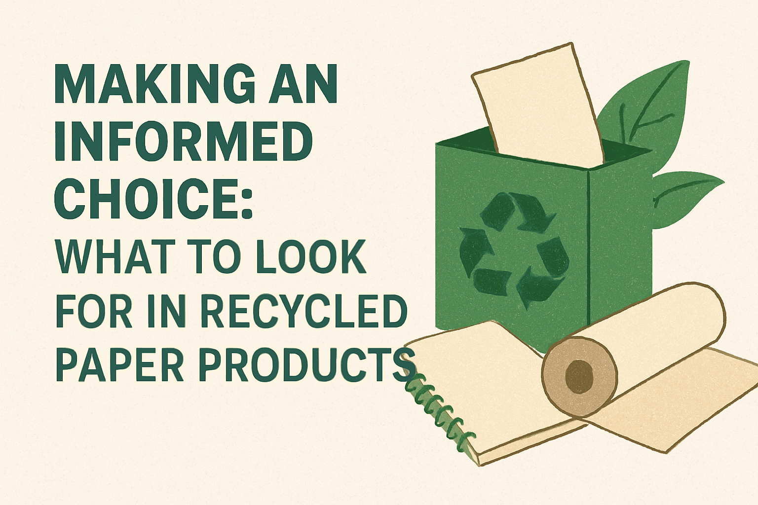 Recycled paper products with eco-friendly labels and certifications