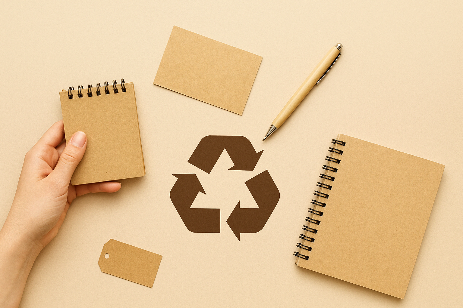 Sustainable conference setup using recycled paper products for green events
