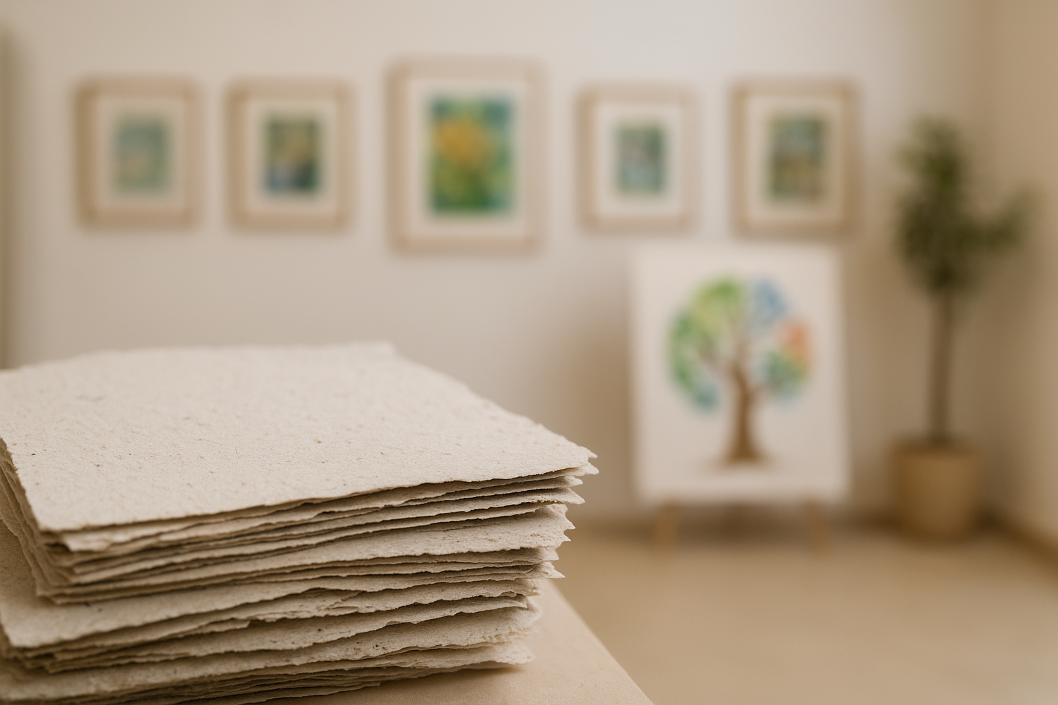 Art festival displays featuring recycled paper as sustainable products