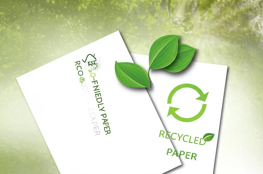 Business branding materials printed on recycled paper reflecting eco-friendly sustainable design