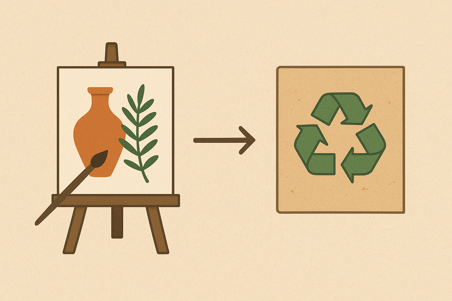 Illustration of recycled paper supporting cultural arts and crafts.