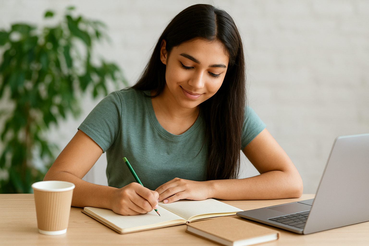Students using recycled paper notebooks and journals for eco-friendly learning