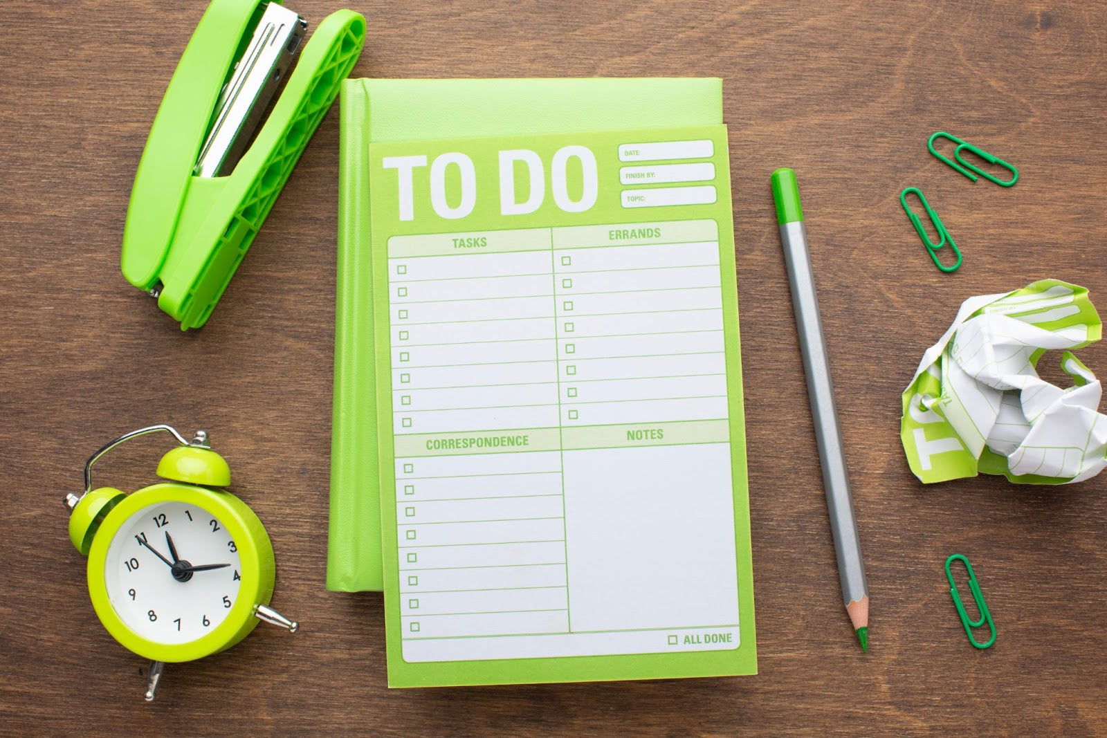 Organisational hacks with recycled paper notebooks and planners for sustainable productivity