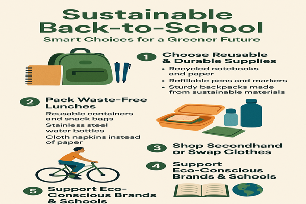Student using productivity tools surrounded by eco-friendly study resources and green lifestyle items