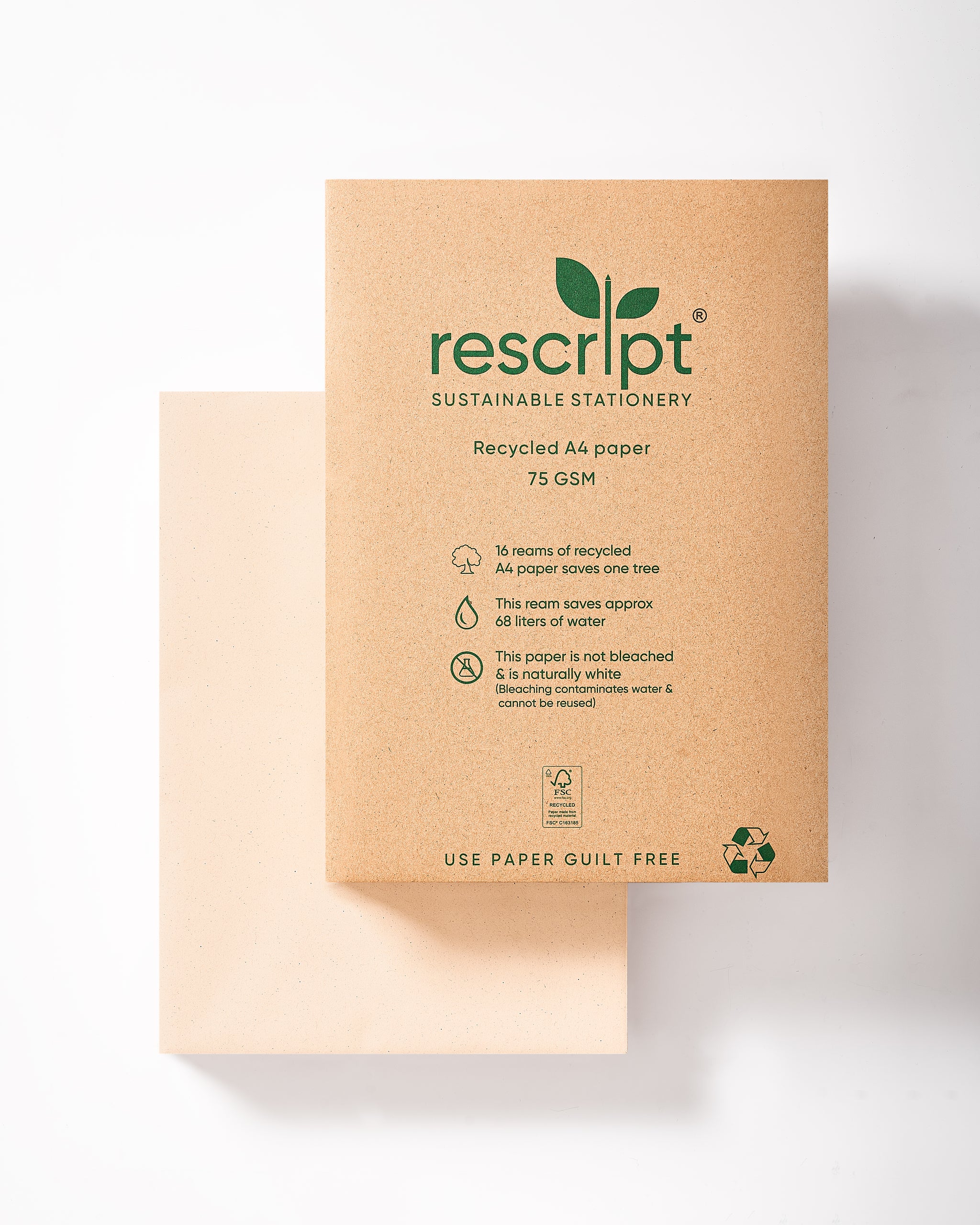 100% Recycled A4 Copier Paper – 500 Sheets (75 GSM) – Rescript