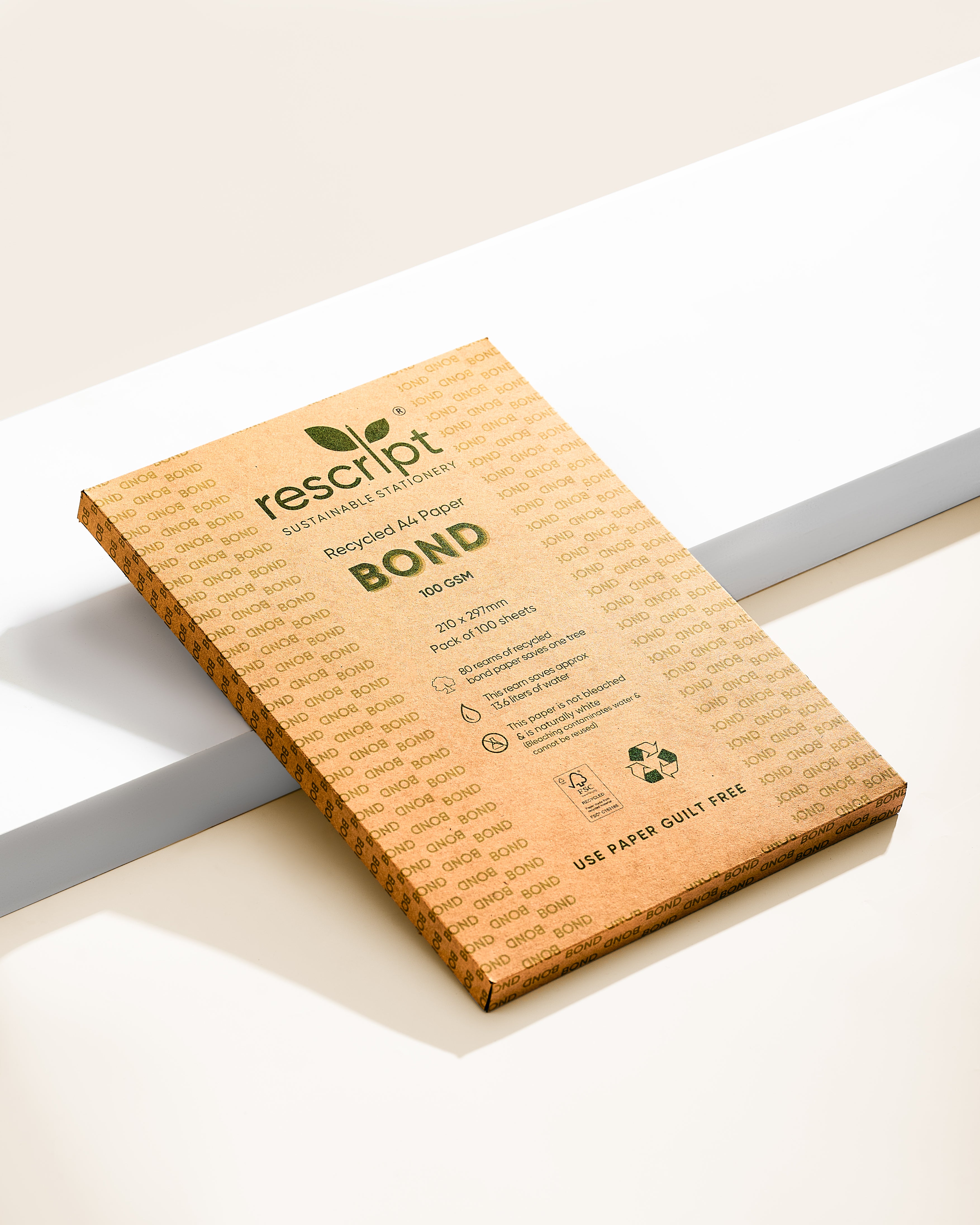 100% Recycled A4 Bond Paper – 100 Sheets (100 GSM) – Rescript
