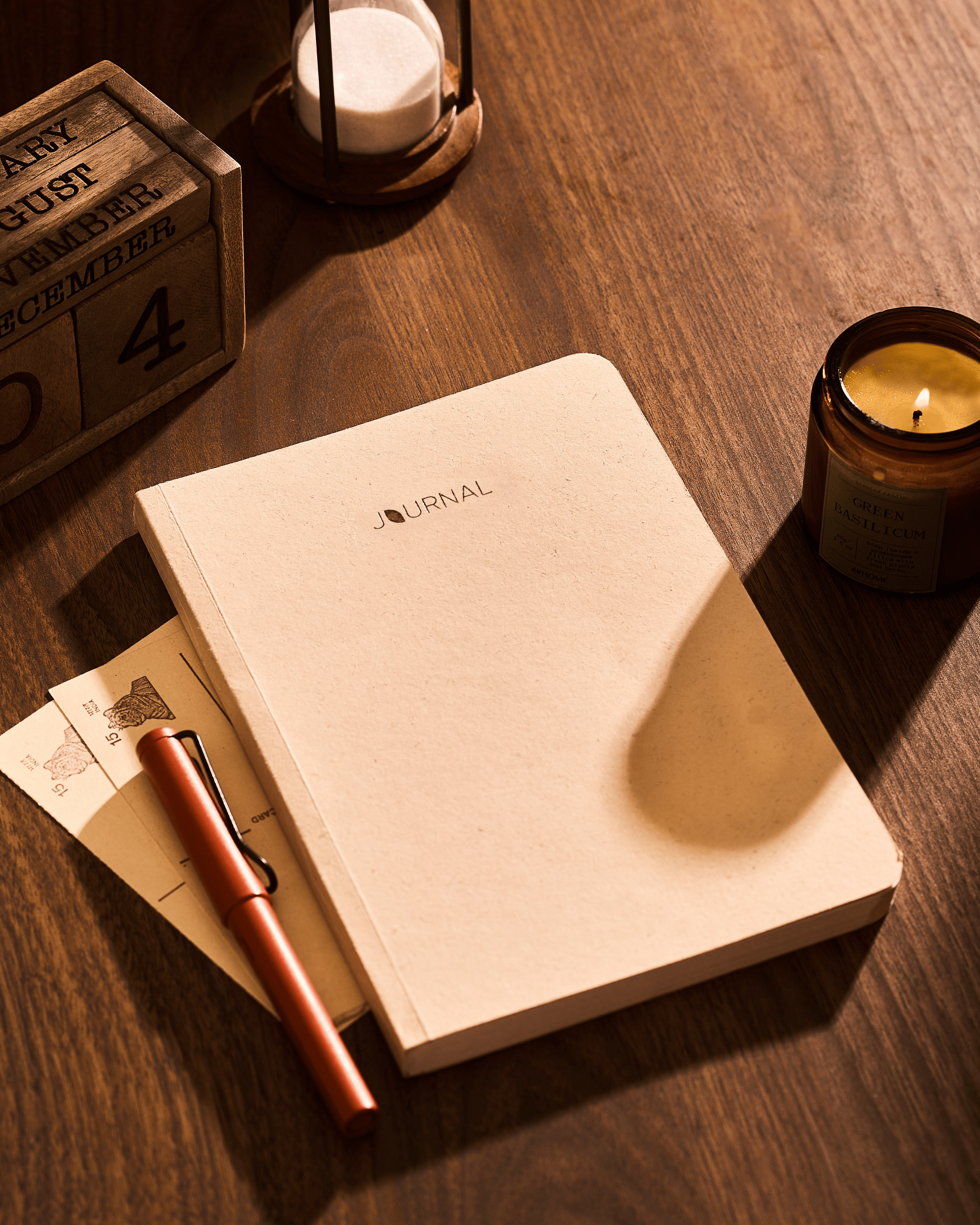 Beige Cotton Unruled Journal